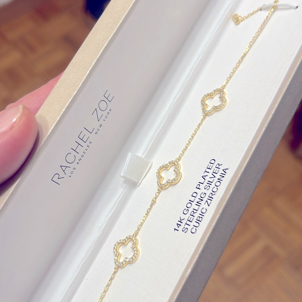 Rachel Zoe  14KT gold plated sterling silver, CZ  Bracelet. New